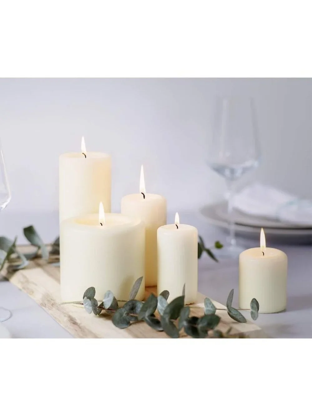 Ivory Pillar Candles Set of 20 - 2x6 Unscented, Dripless & Clean Burning for